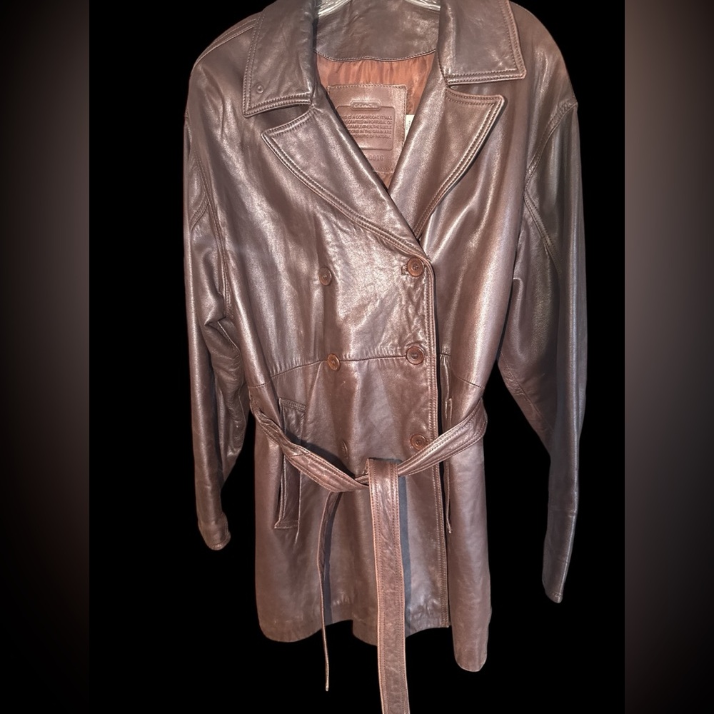 vintage coach men’s small Brown Leather  Trench Coat with Belt C5K0916 Portugal